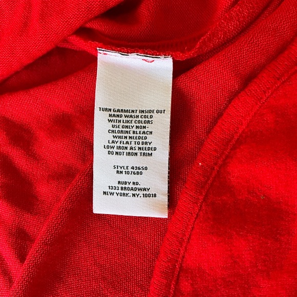 Ruby Rd Pullover Red Long Sleeve With Buttons Tunic Draw String Size 2X - Picture 8 of 9